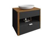 Conj Banheiro Gabinete Santorini Preto Fosco Naturalle 2076122 Bechara