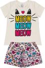 Conj. Blusa Meow e Shortinho Gatinhos de Cotton - Kappes Conj. Blusa Meow e Shortinho Gatinhos de Cotton - Kappes
