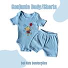 Conj. Body/Short Americano Curto Canelado Liso Masculino 100% Algodao