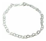 Conj Colar Brinco Pulseira Coração Prata Legítima 925
