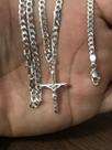 Conj. Corrente C/ Ping. Crucifixo 60cm E Pulseria Prata 925