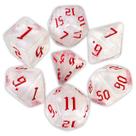 Conj. de 7 dados Iridescente - Branco com Vermelho - RPG