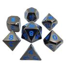 Conj. de dados Metálicos Chumbo com Azul - RPG