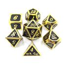 Conj. de dados Metálicos Preto com Dourado - RPG