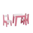 Conj De Mesa Escrivaninha Infantil Quarto Criança Com 2 Cadeiras Colorido Divertido Mdf Diana Branco Rosa Ofertamo