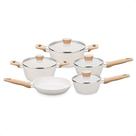 Conj de Panelas Carmela Vanilla 5 Pçs em Alumínio Forjado Revestimento Ceramic-Flon Creme MTA 8481