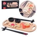 Conj. de sushi com 2 pares de hashi + tábua e acessórios 7 pçs