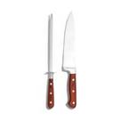 Conj Faca/Chaira Hanzzo Wood Inox Forjado Fullfit