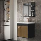 Conj Gab C/ Espelheira e Cuba para Banheiro Hercules Preto Ripado Conj Gab C/ Espelheira e Cuba para Banheiro Hercules Preto Ripado