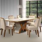 Conj Mesa de Jantar Turquia Off White com 6 Cadeiras Cor Linho Ameixa