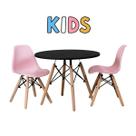 Conj Mesa Infantil 60Cm Com 2 Cad Eames Dsw TP Preto - Rosa