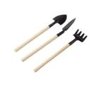 Conj Mini Ferramentas 3 Peças Metal Cabo Madeira Mini Jardim