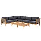 Conj. Sofá de Canto Preto Corda + Mesa Centro Cannes Mel - 72454