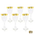 Conj Taças Agua Cristal Italiano Ouro Prensado Grego Cristal