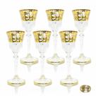 Conj Taças Licor Cristal Italiano Lapidado Ouro Circulos