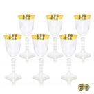 Conj Taças Vinho Cristal Italiano Ouro Prensado Grego