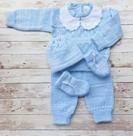 Conj Tricô Bebe 5 pcs Luxo Blusa Calça Gorro Meia e Luva Lã Conj Tricô Bebe 5 pcs Luxo Blusa Calça Gorro Meia e Luva Lã