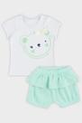 Conjuntinho Infantil Bebê Menina Blusinha Cuteness Manga Curta Malha Algodão E Bermuda Saruel