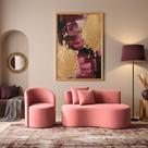 Conjunto 01 Poltrona + Sofá Curvo Orgânico Nature Gaia Suede Rosa - Montanaris Decor