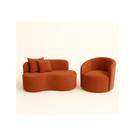 Conjunto 01 Poltrona + Sofá Curvo Orgânico Nature Gaia Suede Terracota - Montanaris Decor Conjunto 01 Poltrona + Sofá Curvo Orgânico Nature Gaia Suede Terracota - Montanaris Decor