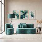Conjunto 01 Poltrona + Sofá Curvo Orgânico Nature Gaia Veludo Azul Turquesa - Montanaris Decor