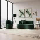 Conjunto 01 Poltrona + Sofá Curvo Orgânico Nature Gaia Veludo Verde - Montanaris Decor