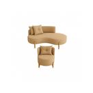 Conjunto 01 Poltrona + Sofá Curvo Orgânico Veludo Luna Cappucino - Montanaris Decor