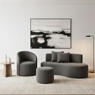 Conjunto 01 Poltrona + Sofá e 1 Puff Curvo Orgânico Nature Gaia Boucle Cinza - Montanaris Decor Conjunto 01 Poltrona + Sofá e 1 Puff Curvo Orgânico Nature Gaia Boucle Cinza - Montanaris Decor