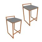 Conjunto 02 Banquetas Alta Lavínia Suede Base Cobre D'Rossi