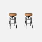 Conjunto 02 Banquetas de Aço 70cm Giratória Paris Preto/Caramelo