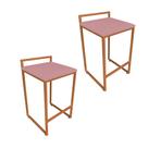 Conjunto 02 Banquetas Pietra Suede Base Cobre D'Rossi Conjunto 02 Banquetas Pietra Suede Base Cobre D'Rossi