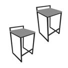 Conjunto 02 Banquetas Pietra Suede Grafite Base Preto D03 - D'Rossi Conjunto 02 Banquetas Pietra Suede Grafite Base Preto D03 - D'Rossi
