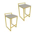 Conjunto 02 Banquetas Pietra Suede Marrom Rato Base Dourado D03 - D'Rossi Conjunto 02 Banquetas Pietra Suede Marrom Rato Base Dourado D03 - D'Rossi