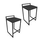 Conjunto 02 Banquetas Pietra Suede Preto Base Preto D03 - D'Rossi Conjunto 02 Banquetas Pietra Suede Preto Base Preto D03 - D'Rossi