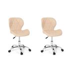 Conjunto 02 Cadeiras Office Eiffel Slim Base Giratória - Nude