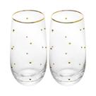 Conjunto 02 Copos Para água De Vidro 300 Ml Balls Fio De Ouro Wolff