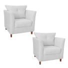 Conjunto 02 Poltrona Cadeira Decorativa Isis Clinica Escritório Suede Branco - LM DECOR