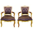 Conjunto 02 Poltronas Luis XV Encosto Capitone - Tommy Design