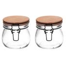 Conjunto 02 Potes de Vidro com Tampa Hermética de Bambu 600ml Wolff