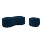 Conjunto 02 Puffs Decorativos Living Aisha Orgânico Bouclê Azul Marinho - Abmaza Conjunto 02 Puffs Decorativos Living Aisha Orgânico Bouclê Azul Marinho - Abmaza