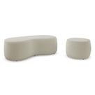 Conjunto 02 Puffs Decorativos Living Aisha Orgânico Bouclê Bege - Abmaza