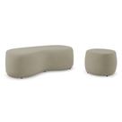 Conjunto 02 Puffs Decorativos Living Aisha Orgânico Suede Bege - Abmaza