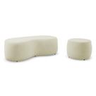 Conjunto 02 Puffs Decorativos Living Aisha Orgânico Suede Bege Claro - Abmaza