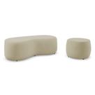 Conjunto 02 Puffs Decorativos Living Aisha Orgânico Veludo Bege - Abmaza