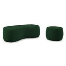 Conjunto 02 Puffs Decorativos Living Aisha Orgânico Veludo Verde Escuro - Abmaza