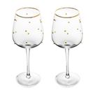 Conjunto 02 Taças para Vinho de Vidro 350 ml Balls Fio de Ouro Wolff