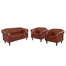Conjunto 03 Peças Namoradeira e Poltronas Chesterfield Duque Via Encanto Marrom