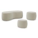 Conjunto 03 Puffs Decorativos Living Aisha Orgânico Bouclê Bege - Desk Design
