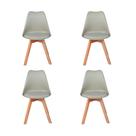 Conjunto 04 Cadeira Eames Wood Leda Design Preta - Estrutura Madeira Maciça Natural