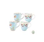Conjunto 04 Canecas Porcelana Azul Passarinho